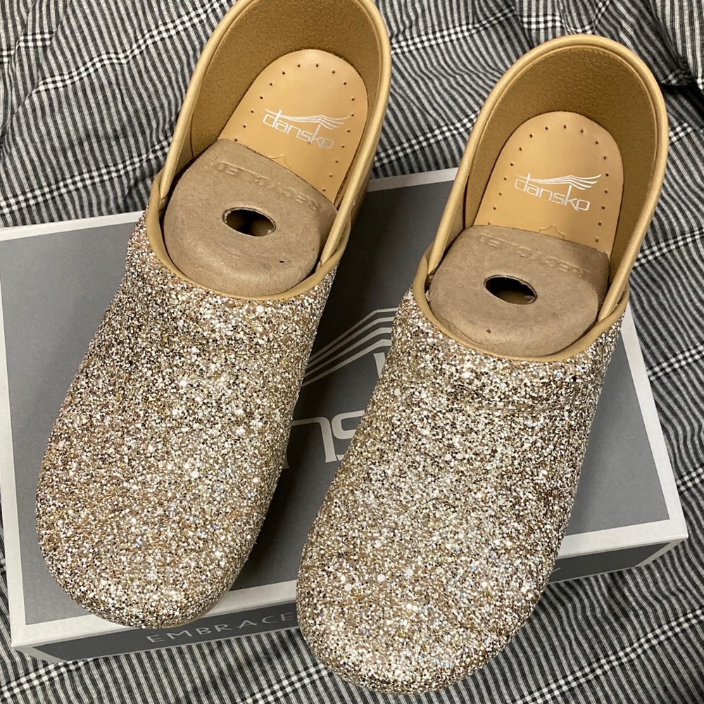Dansko Professional Clogs Gold Glitter Mules 40